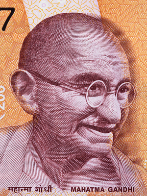 Mahatma Gandhi face portrait on India 200 rupee (2017)